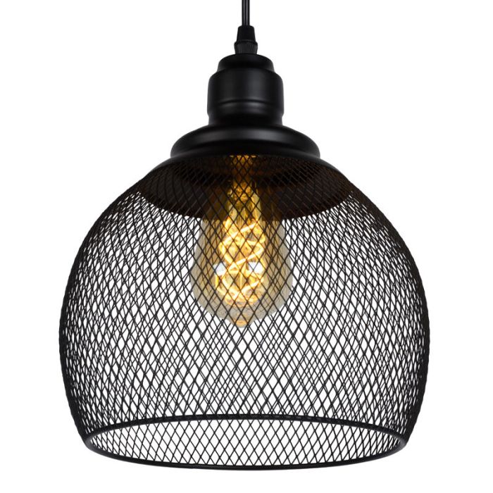 Lampada a sospensione retrò nera, Mesh