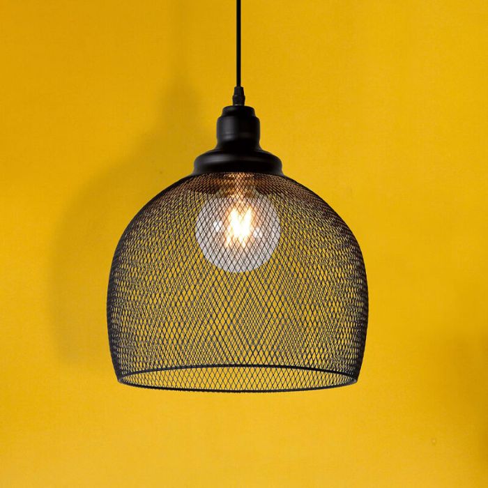 Lampada a sospensione retrò nera, Mesh