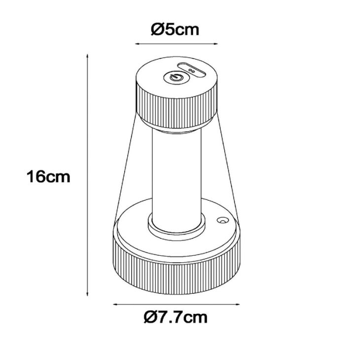Lampada da tavolo da esterno ricaricabile moderna nera, Lorali, 1,2W, 2700K LED, IP44, controllo touch