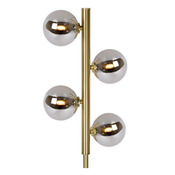 Lampada da terra retrò dorata, Tycho, con interruttore