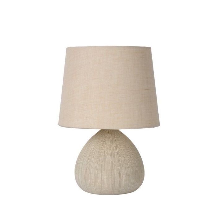 Lampada da tavolo in ceramica beige, Ramzi, con interruttore