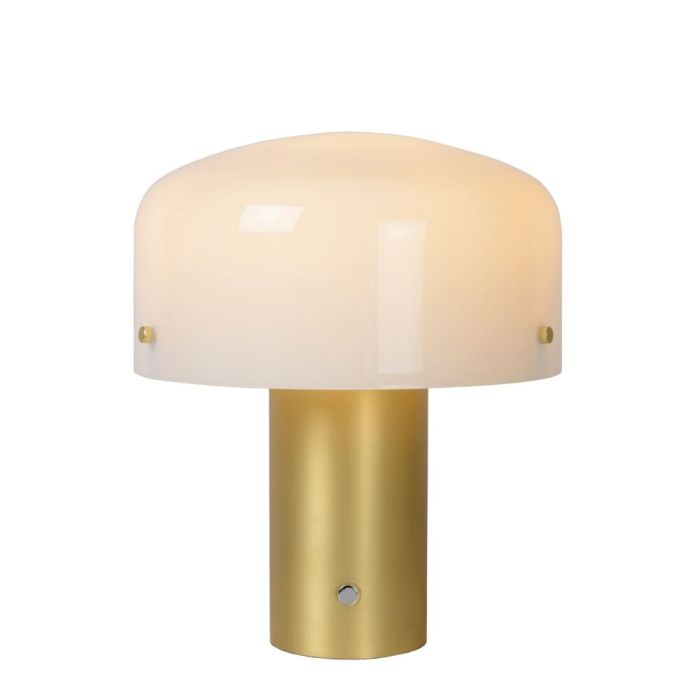 Lampada da tavolo rustica dorata, Timon, con interruttore