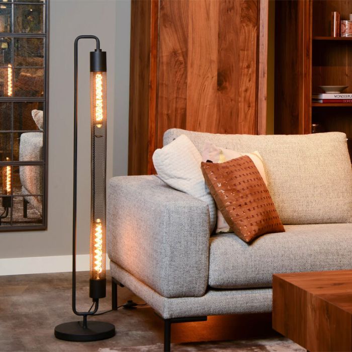 Lampada da terra moderna nera, Calixt, con interruttore