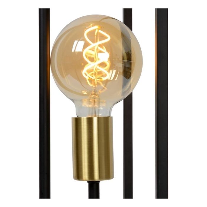 Lampada da terra moderna dorata, Ruben, con interruttore
