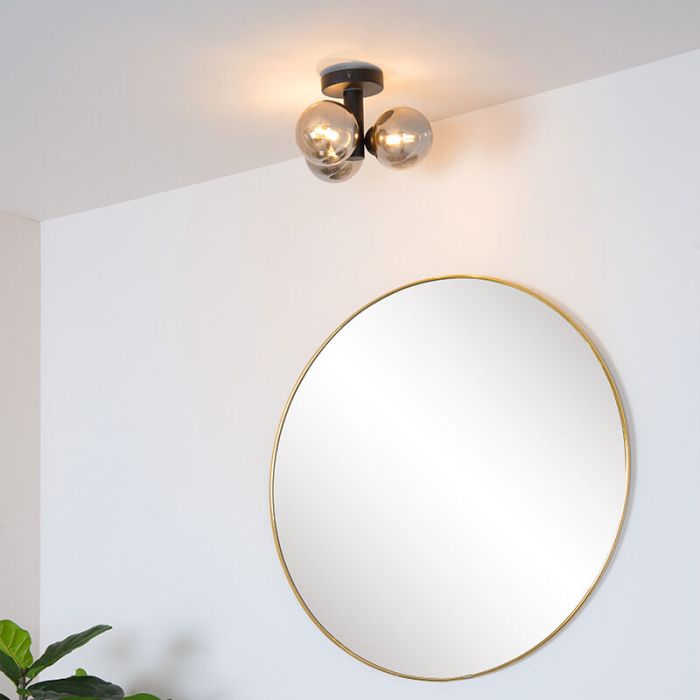 Lampada da soffitto da bagno moderna nera, Trudy, IP44
