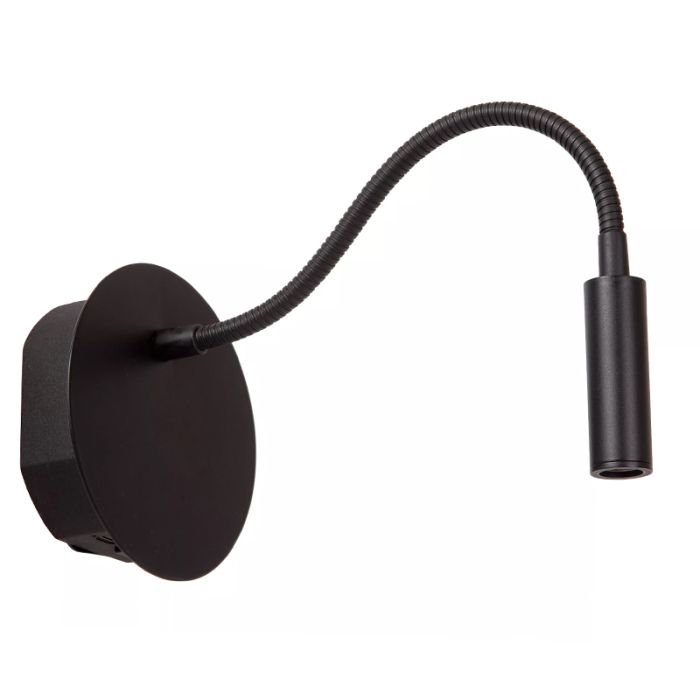 Lampada per camera da letto moderna nera, Jolijn, 2W, 3000K LED, con interruttore