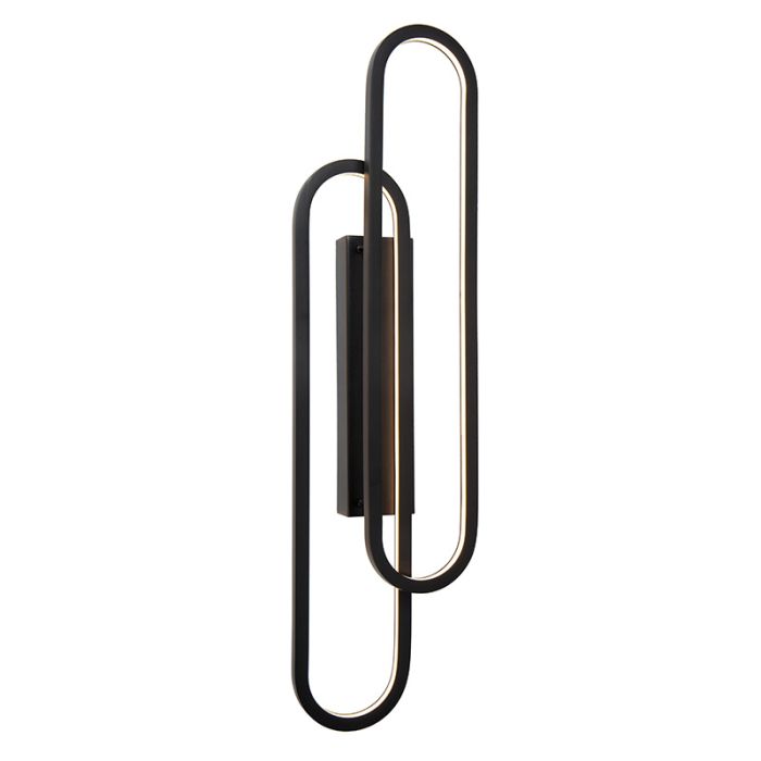 Applique da parete moderna nera, Thelma, 33W, dim to warm LED