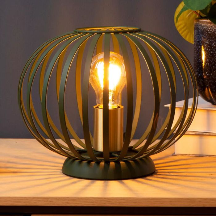 Lampada da tavolo moderna verde, Manuela, con interruttore