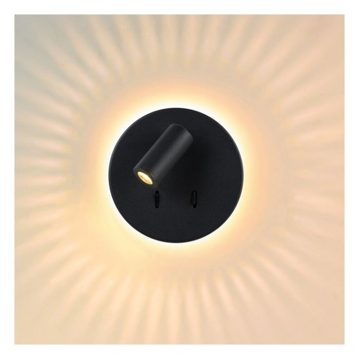 Applique da parete moderna nera, Bentjer, 6W, 3000K LED, con interruttore