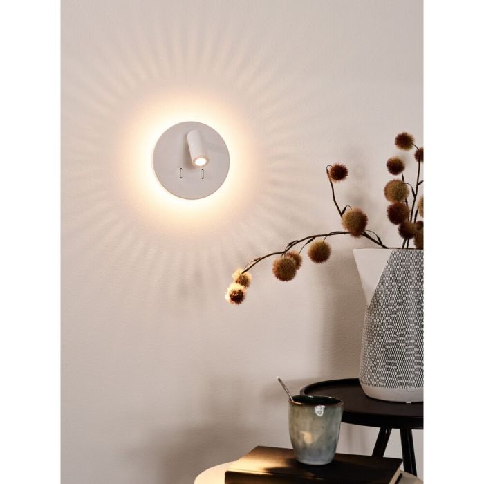 Applique da parete moderna bianca, Bentjer, 6W, 3000K LED, con interruttore