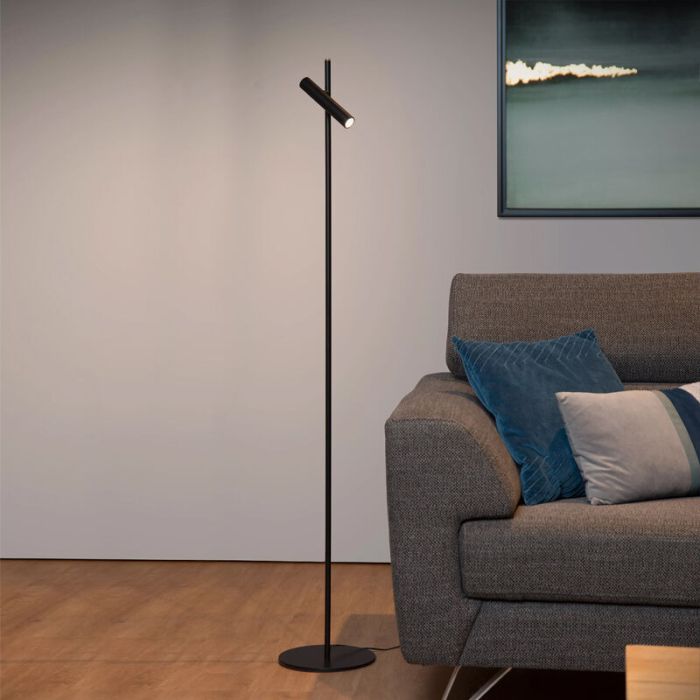 Piantana da lettura da terra moderna nera, Philon, 4,5W, 3000K LED, controllo touch