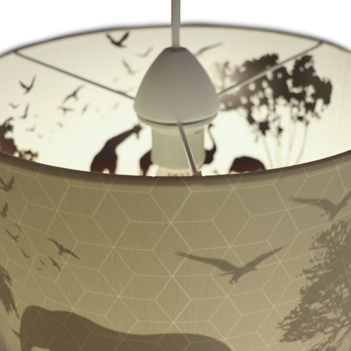 Lampada a sospensione per bambini verde in tessuto, Safari