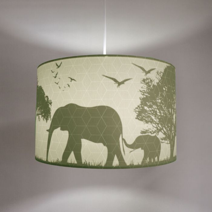 Lampada a sospensione per bambini verde in tessuto, Safari