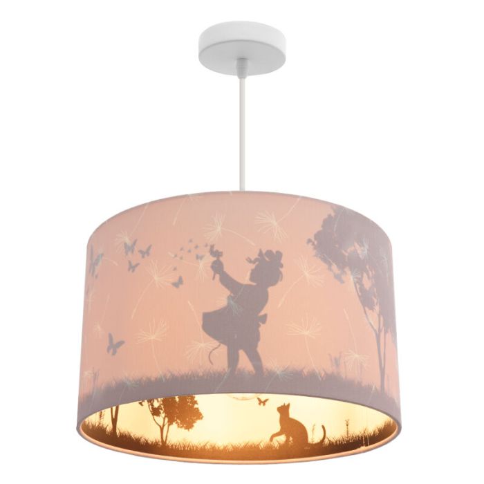 Lampada a sospensione per bambini rosa in tessuto, Butterfly