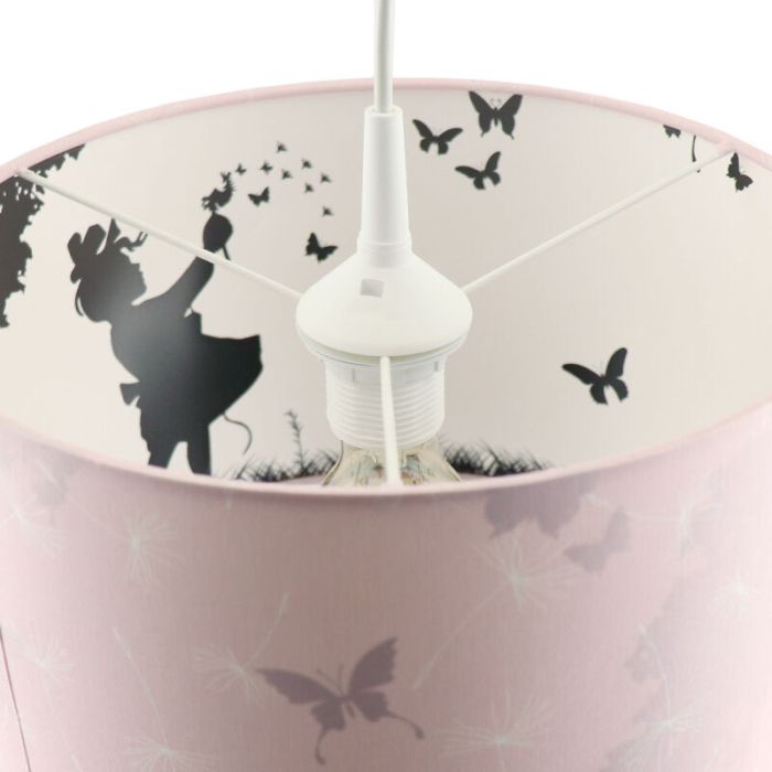 Lampada a sospensione per bambini rosa in tessuto, Butterfly
