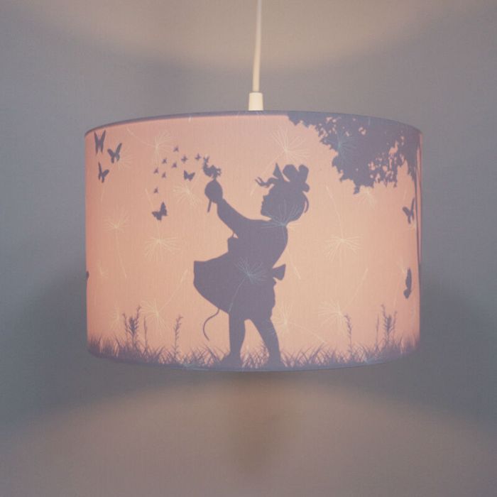 Lampada a sospensione per bambini rosa in tessuto, Butterfly