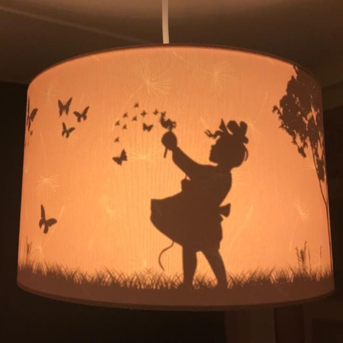 Lampada a sospensione per bambini rosa in tessuto, Butterfly