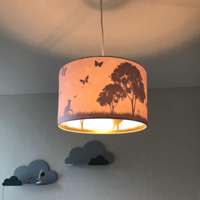 Lampada a sospensione per bambini rosa in tessuto, Butterfly