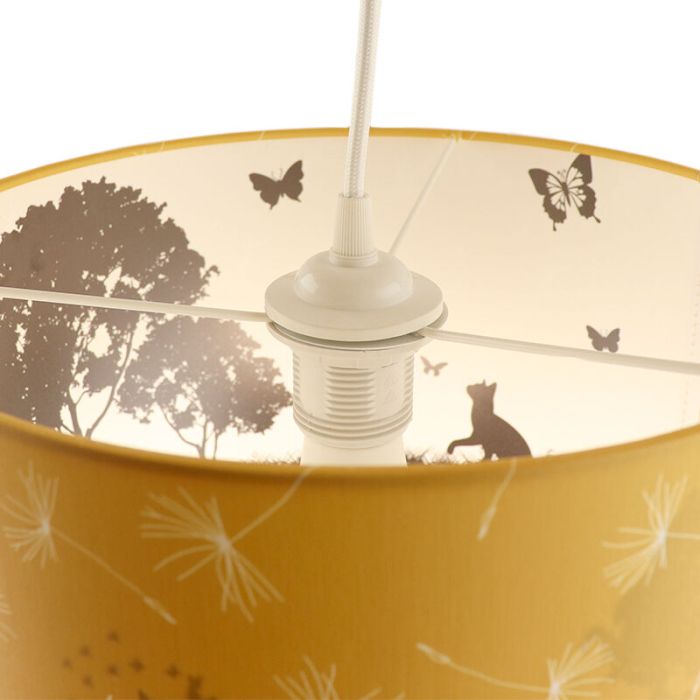 Lampada a sospensione per bambini gialla in tessuto, Butterfly