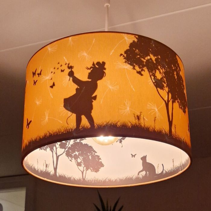 Lampada a sospensione per bambini gialla in tessuto, Butterfly