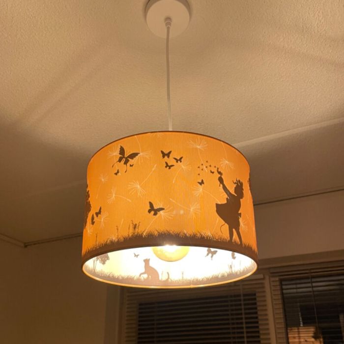 Lampada a sospensione per bambini gialla in tessuto, Butterfly