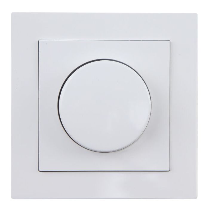 Dimmer LED, 0,5 - 200W, con cornice di copertura bianca e piastra centrale