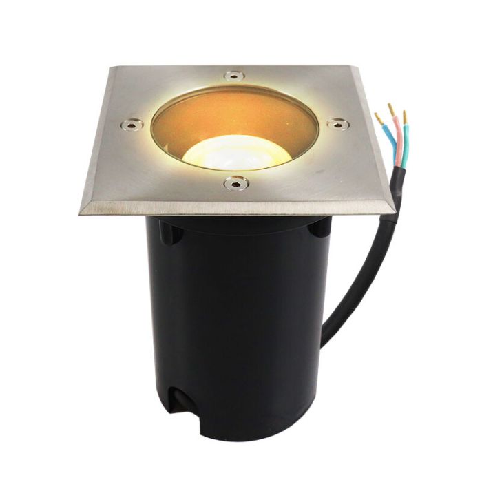 Faretto da esterno a pavimento cromato moderno, Clenton, IP44