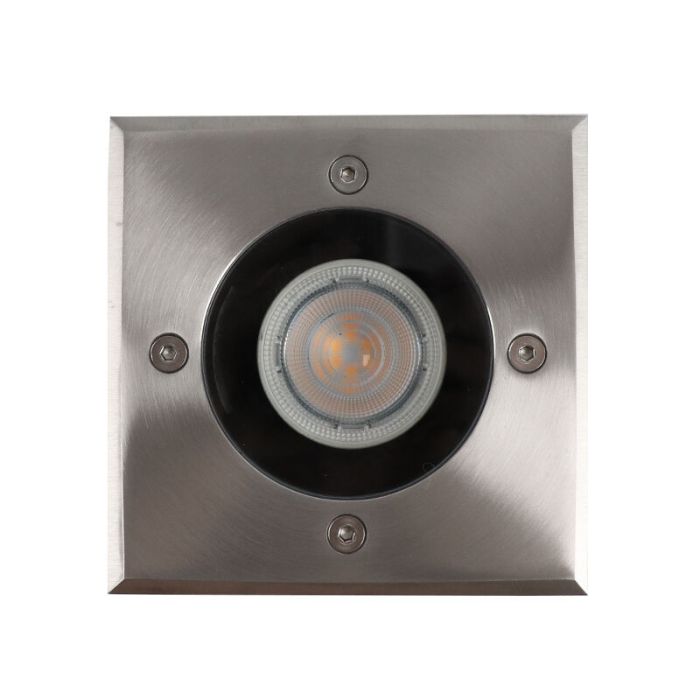 Faretto da esterno a pavimento cromato moderno, Clenton, IP44
