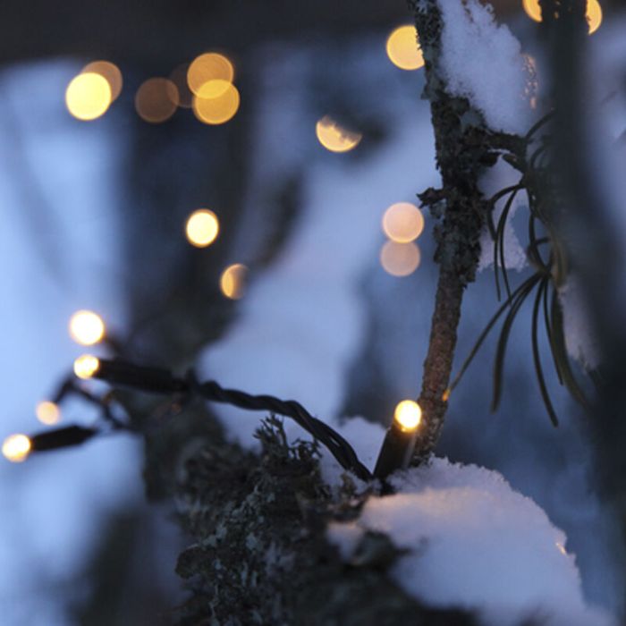 Illuminazione ad albero collegabile nera da 20 m, 10 LED p/metro, IP67 - Bianco caldo