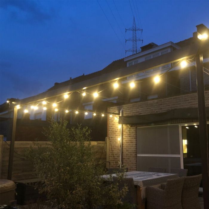 10m catena luminosa da esterno con 10 lampadine bianche
