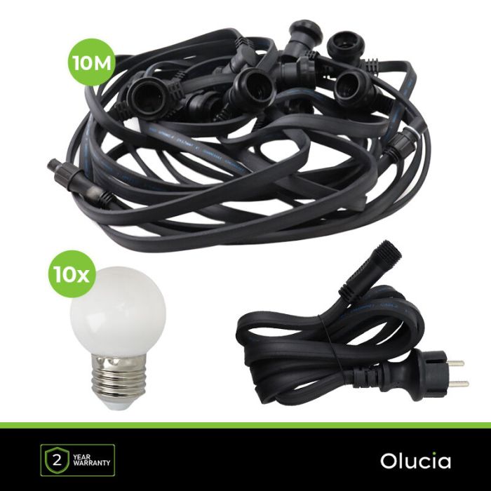 10m catena luminosa da esterno con 10 lampadine bianche