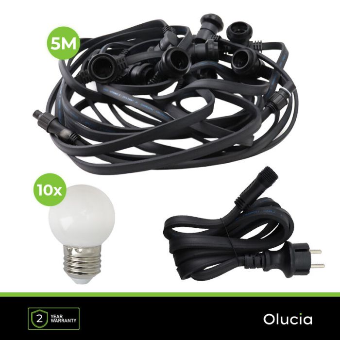5m catena luminosa da esterno con 10 lampadine bianche