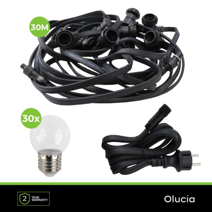 30m catena luminosa da esterno con 30 lampadine trasparenti