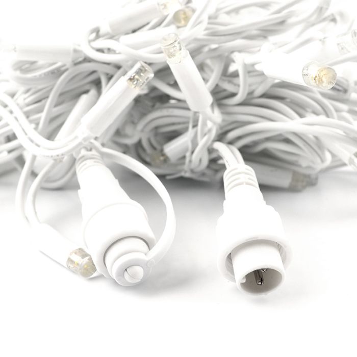 Illuminazione ghiacciolo collegabile da 10 m, cavo bianco, IP67, altezza 50 cm - Bianco caldo