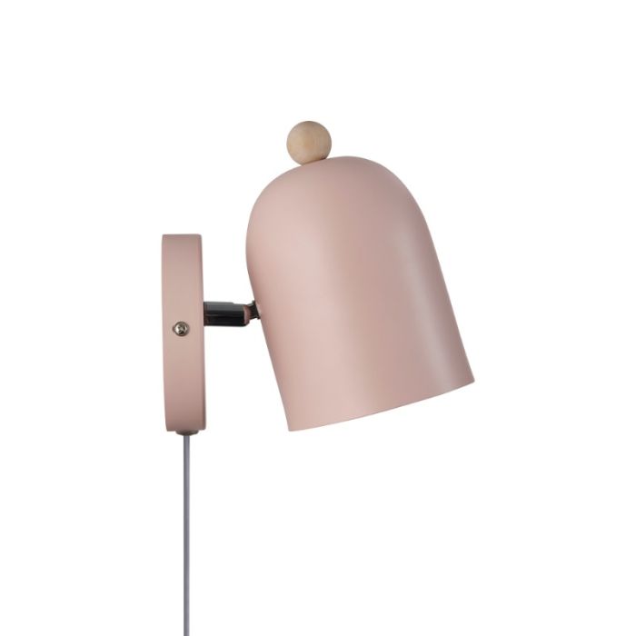 Applique da parete per bambini rosa metallo, Gaston, con interruttore