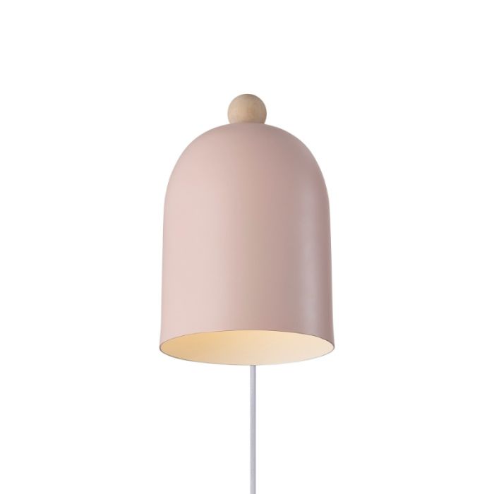 Applique da parete per bambini rosa metallo, Gaston, con interruttore