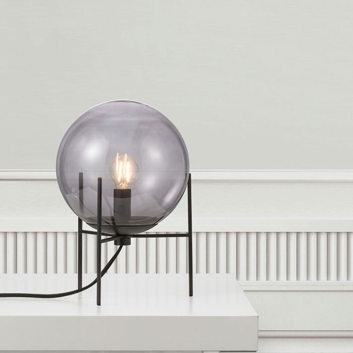 Lampada da tavolo design nera, Alton, con interruttore