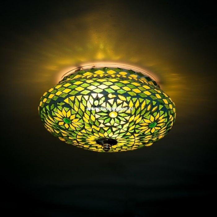 Plafoniera orientale verde in mosaico, Mimoun