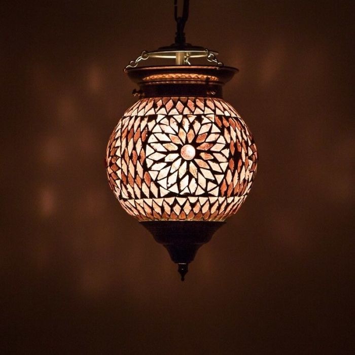 Lampada a sospensione orientale viola in mosaico, Nisrin