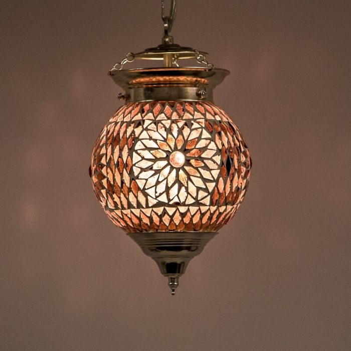 Lampada a sospensione orientale viola in mosaico, Nisrin