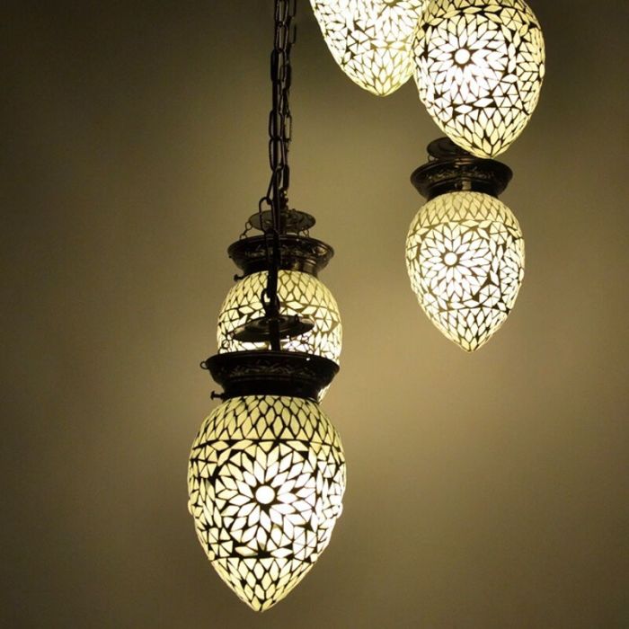 Lampada a sospensione orientale trasparente in mosaico, Amir