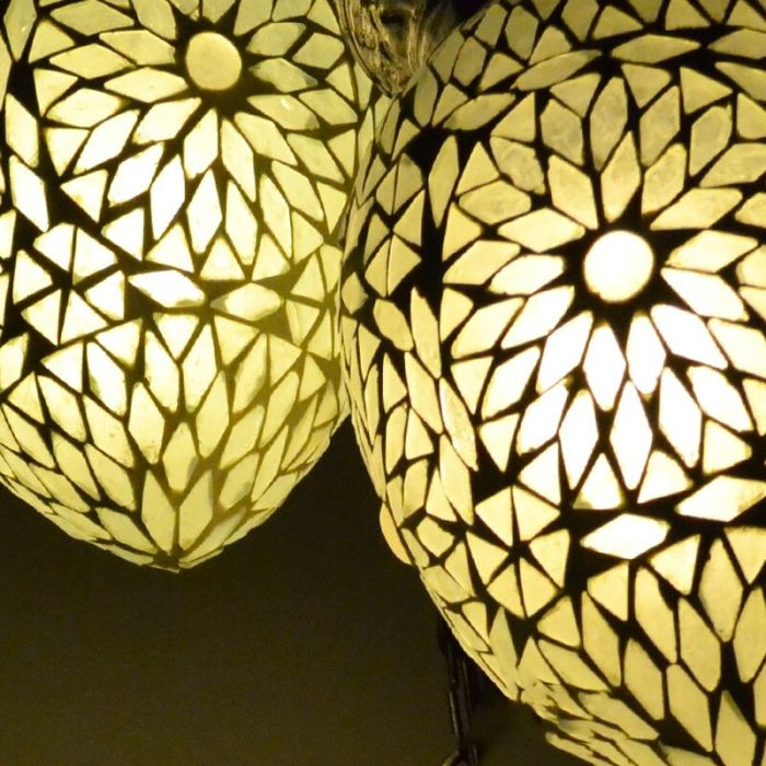 Lampada a sospensione orientale trasparente in mosaico, Amir
