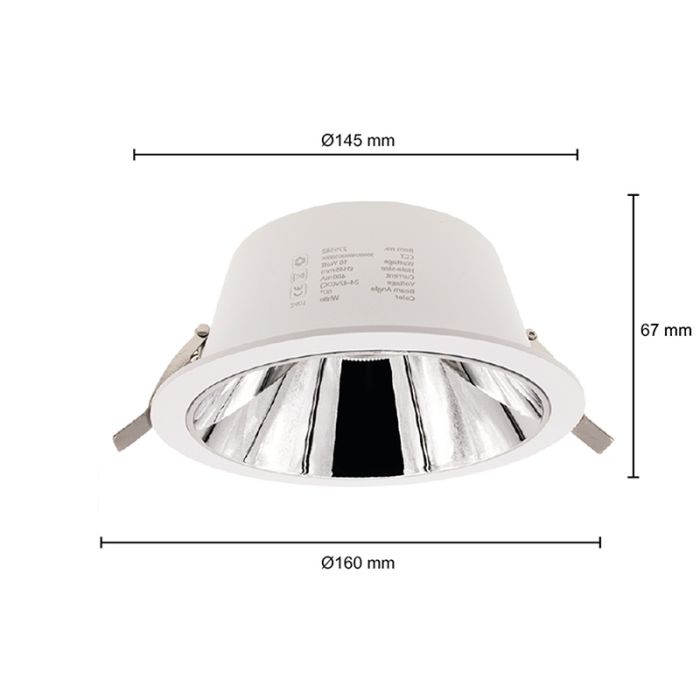 Downlight bianco in alluminio, Maud, 16W, white switch LED, IP22