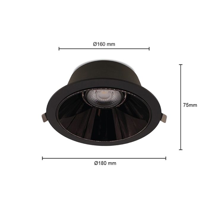 Downlight nero in alluminio, Maud, 16W, white switch LED, IP22
