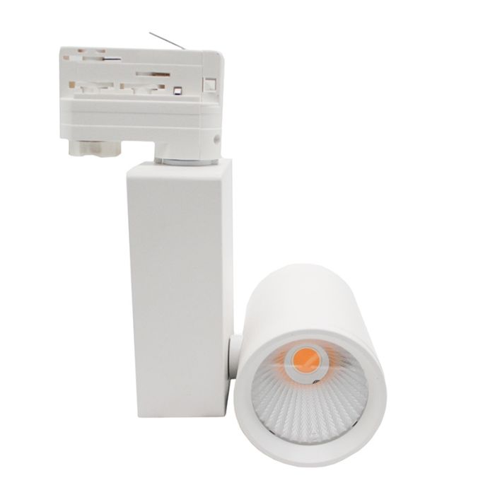 Faretto trifase bianco Deena, 28W, 3000K, Pro
