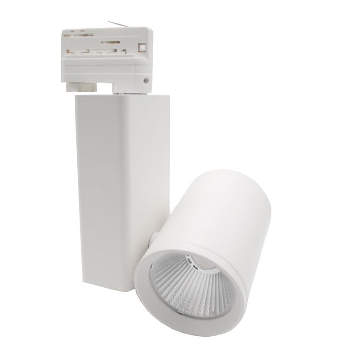 Faretto trifase bianco Deena, 28W, 3000K, Pro
