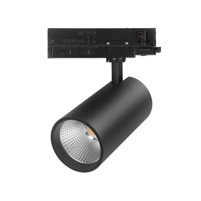 Binario faretto trifasico nero, Rozina, 10W/20W/30W, white switch LED