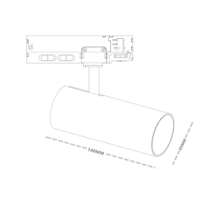 Binario faretto trifasico nero, Rozina, 10W/20W/30W, white switch LED