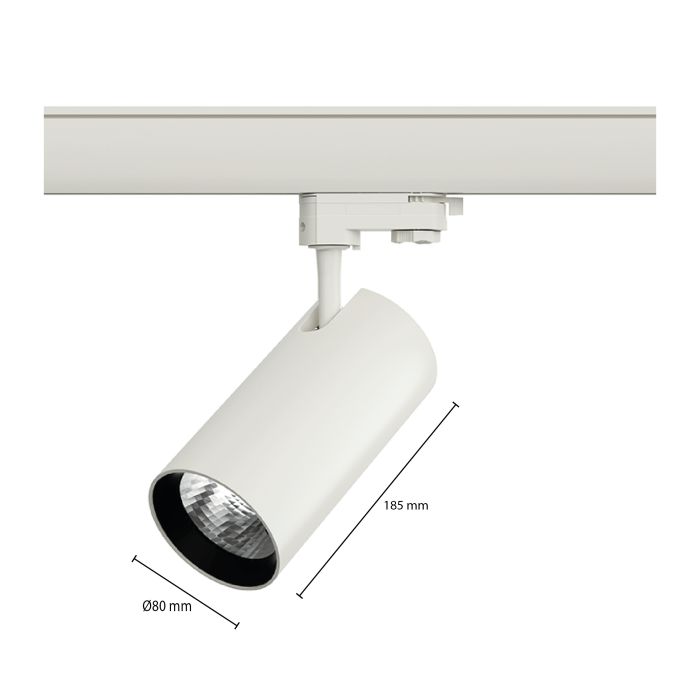 Faretto trifase bianco Esmiralda, 20W, 4000K, Pro