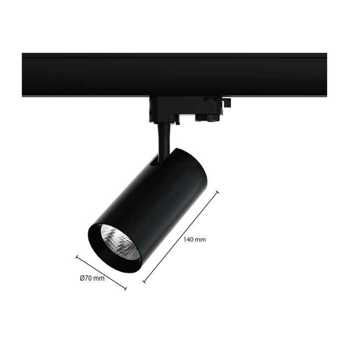 Faretto trifase nero Esmiralda, 10W, 4000K, Pro